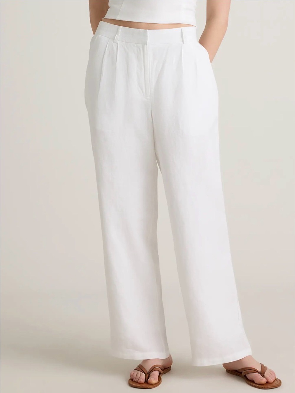 Quince White Linen Relaxed trousers Pants size 4 NWT